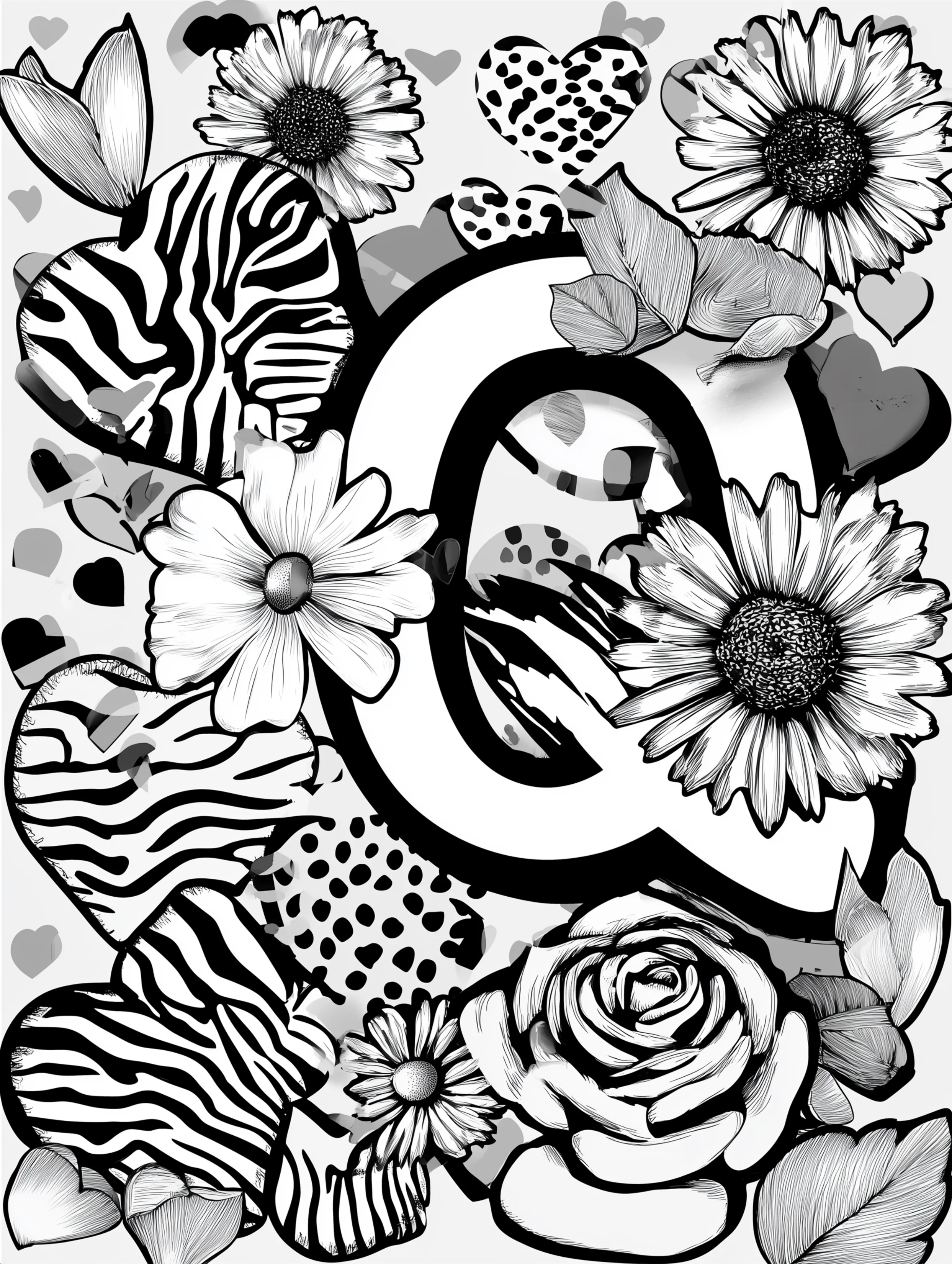 Free printable letter coloring page for adults featuring the letter Q